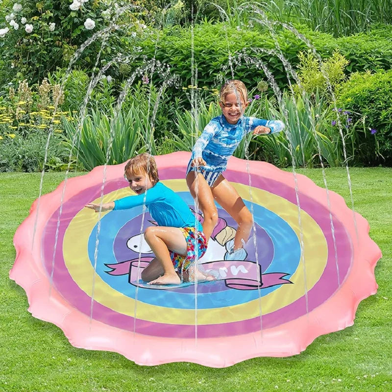 Summer children's play Sprinkler mat 170CM Unicorn Shark spray mat outdoor children's splashing fountain toys Qme