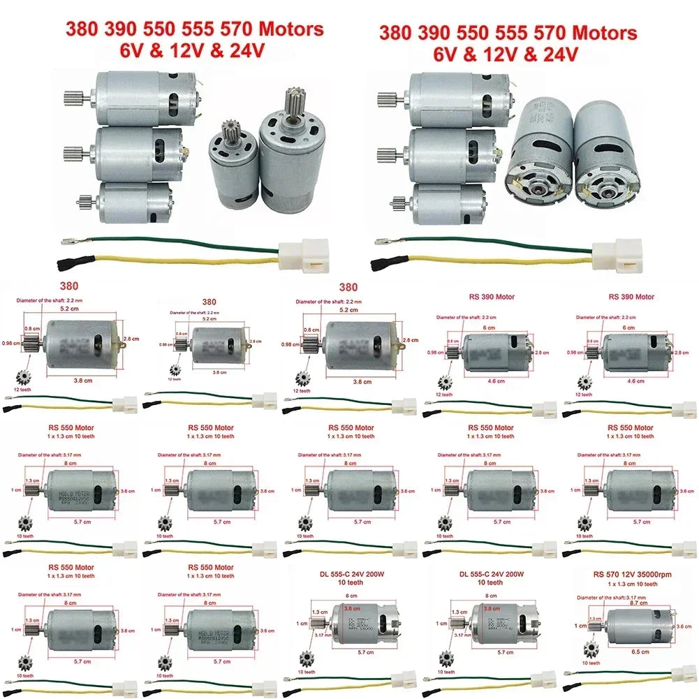 Motors Wire Gear For Kids Electric Car 550 RS390 RS380 12V 6V DL555 24V 10 Teeth 1cm Home Electrical Equipment Supplies Qme