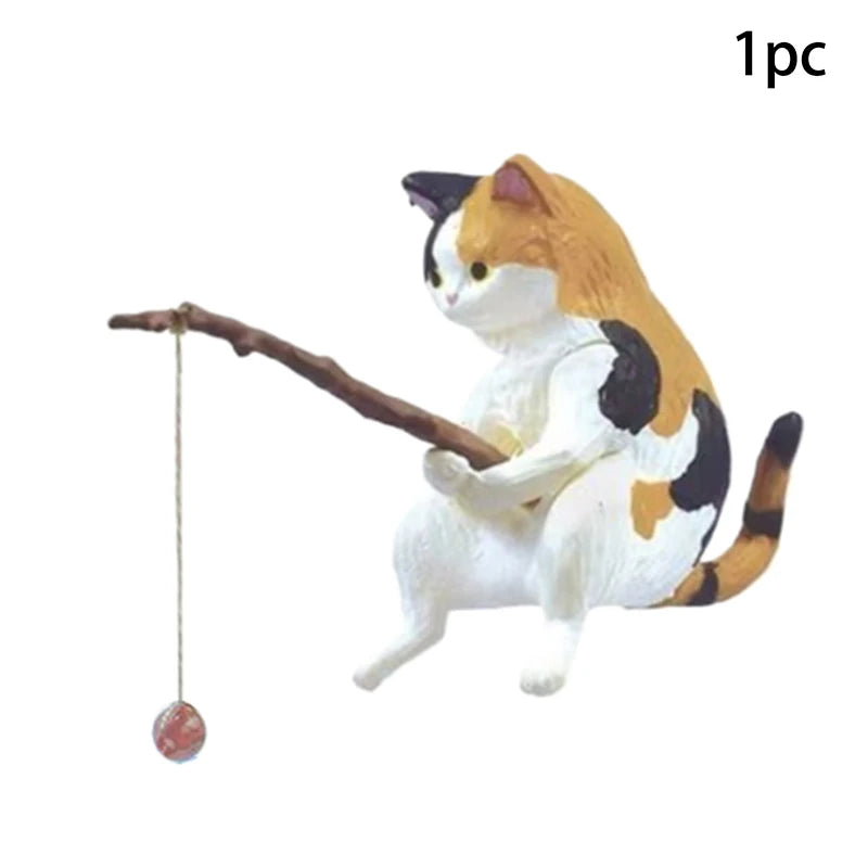 Fish Tank Fishing Cat Hanging Creative Landscape Office Ornaments Fishing Fun Mini Decorative Micro-Landscape Qme A7