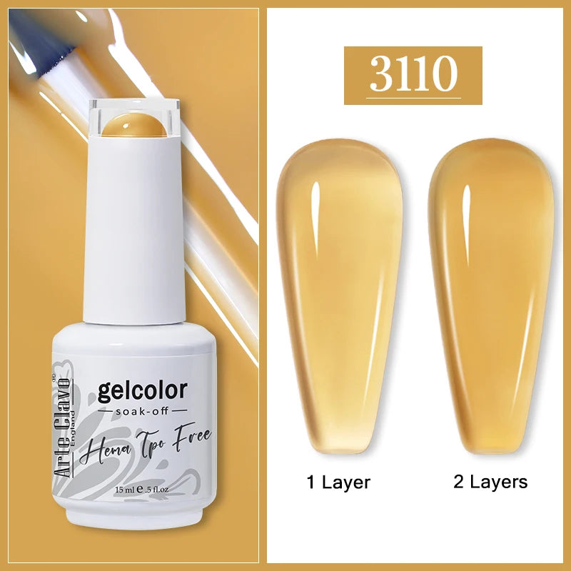 Arte Clavo Jelly Transparent Gel Nail Polish Summer Nude Pink Semi Qme 3110