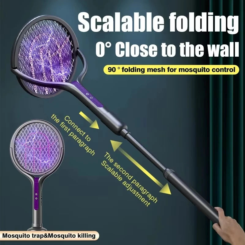 Multi functional 2-in-1 mosquito killer lamp angle retractable mosquito swatter USB rechargeable mosquito swatter bat swatter Qme