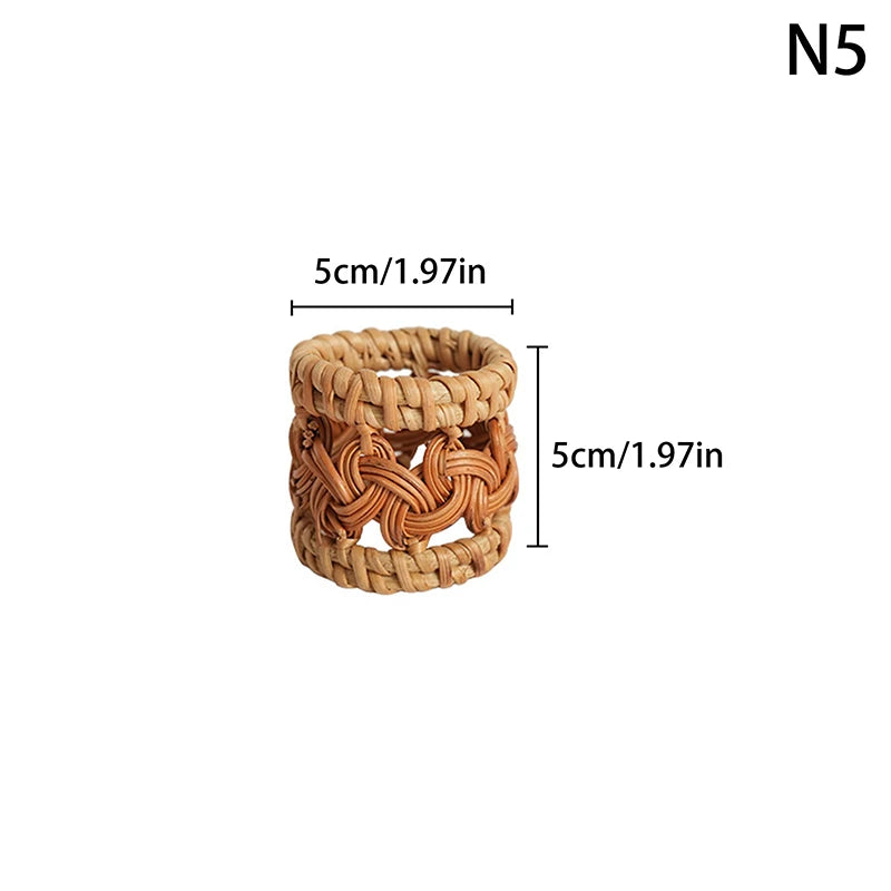6 Woven Handmade Napkin Ring Rustic Natural Holder Table Decor Wooden Qme 5