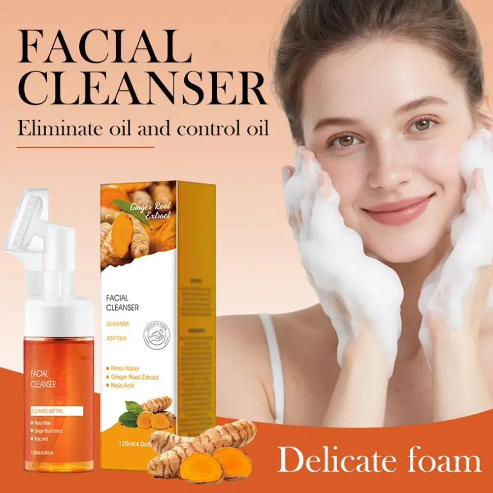 Turmeric Cleansing Mousse Anti Pimple Improves Dark Spot Oil Control Blackhead Remover Brighten Deep Hydrating Face Cleanser Qme