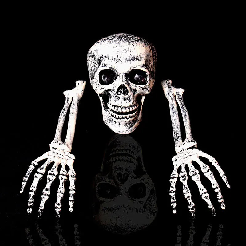 Realistic Skull Skeleton Halloween Decor Skeleton Head Arm Scare Halloween Props Haunted House Garden Party Halloween Decoration Qme