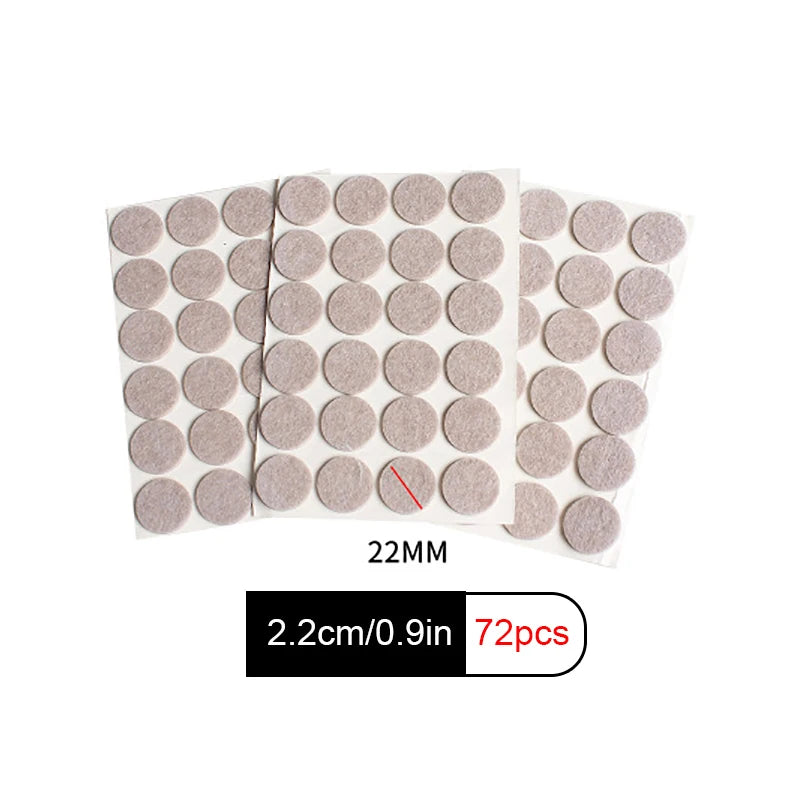 3-72PCS Felt Chair Leg Pads Round Square Floor Protector Self Adhesive Furniture Pads Mute Bumper Pad Home Furniture Feet Mat Qme E-72PCS Beige