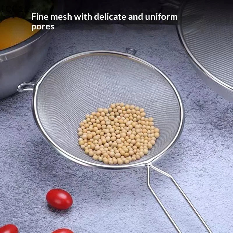 Ergonomic Kitchen Strainer Christmas Recipes Non Slip Handle Hook Qme