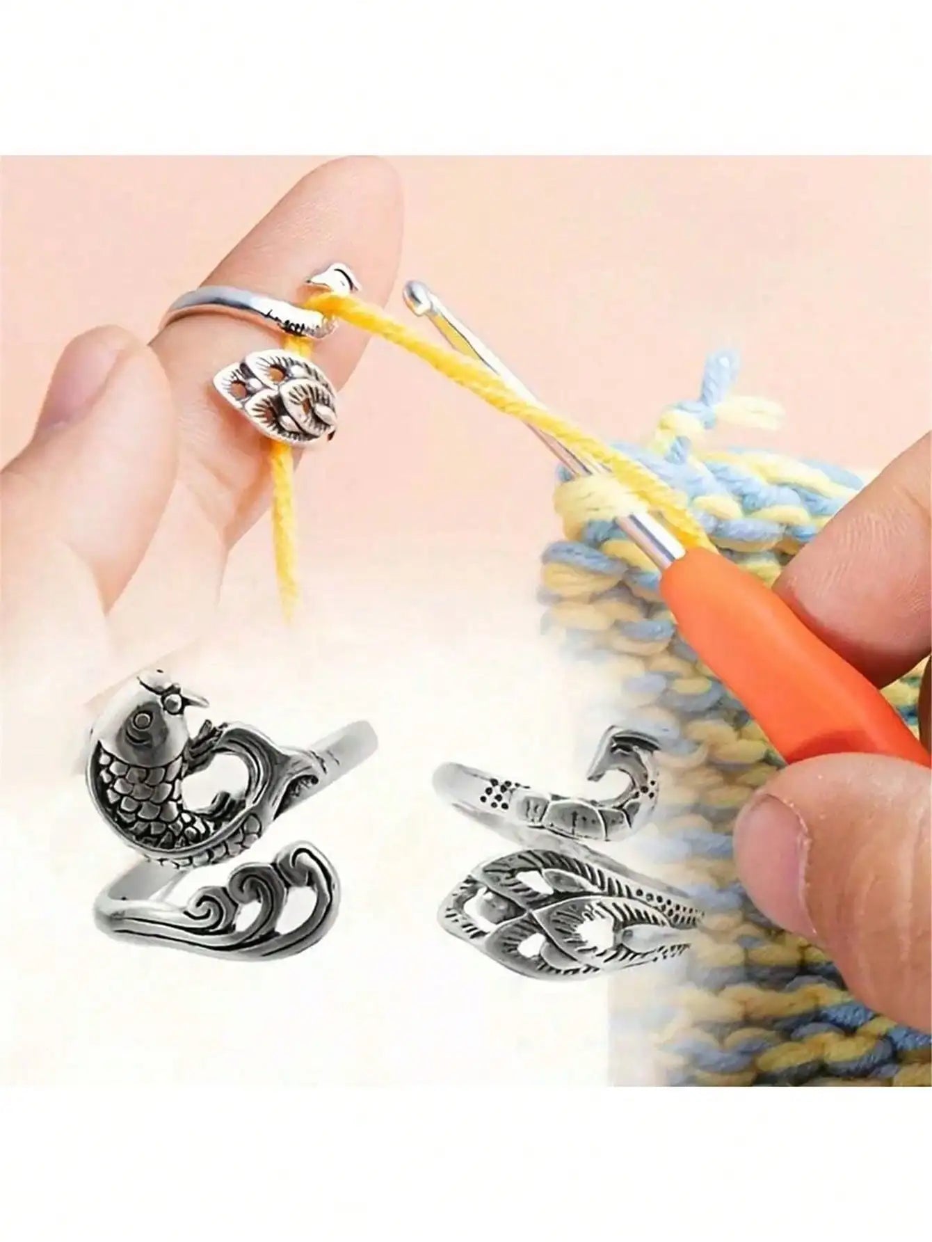 1 2 3 Adjustable Knitting Loop Crochet Ring Yarn Guides Needlework Qme