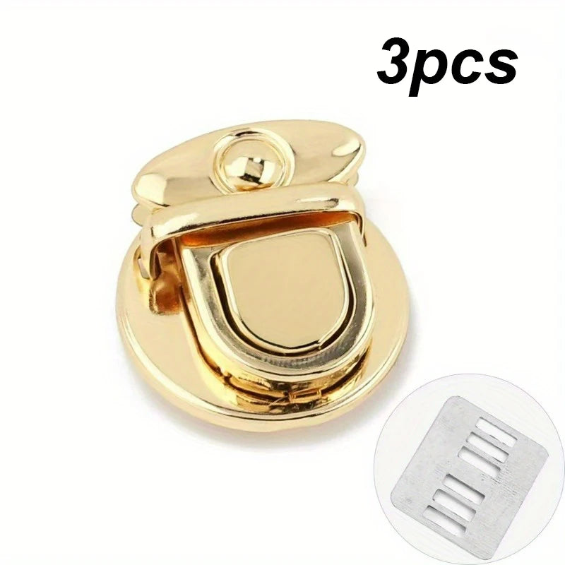 3 Uds Cerraduras De Metal Cierre De Bolsa Hebillas De Captura Para Bolsos Cierre De Bolsos Cierres a Presión DIY Artesanía Hardw Qme 3pcs Gold