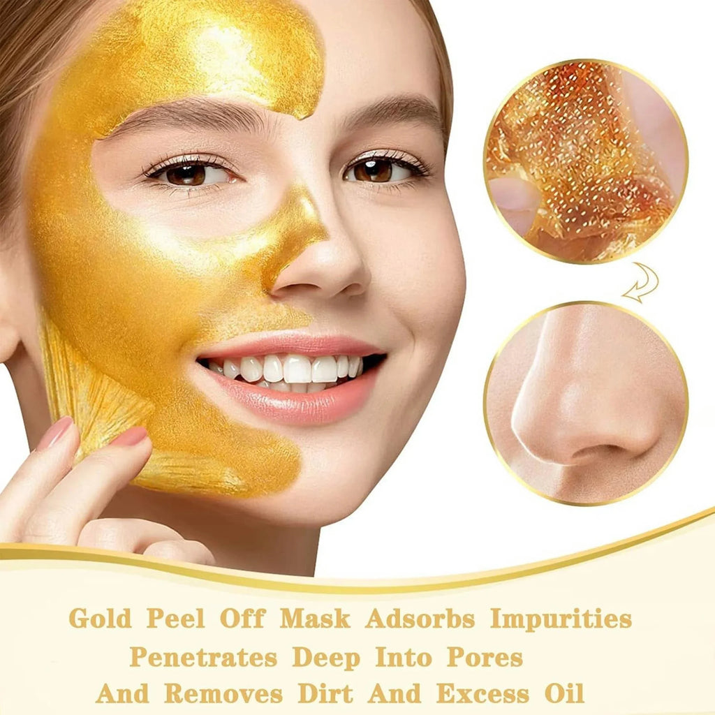 Gold Peel Off Face Mask Blackhead Removal Deep Cleansing Anti-wrinkle Reduces Fine Lines Improves Dullness & Brightens Skin Care Qme