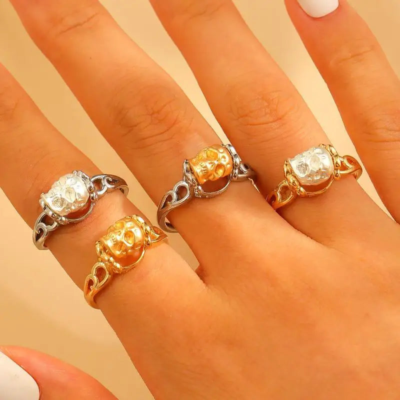 1Pcs New Vintage Gothic Steel Skull Rings Women Punk Rock Skeleton Women Ring Punk Rock Party Jewelry Accessories Qme