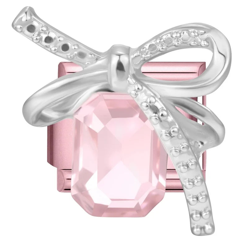 Wholeasle Shiny Round Zircon Bow Beautiful Stars Italian Charm Links Fit 9mm Stainless Steel Bracelet Women Jewelry DIY Making Qme Style 13