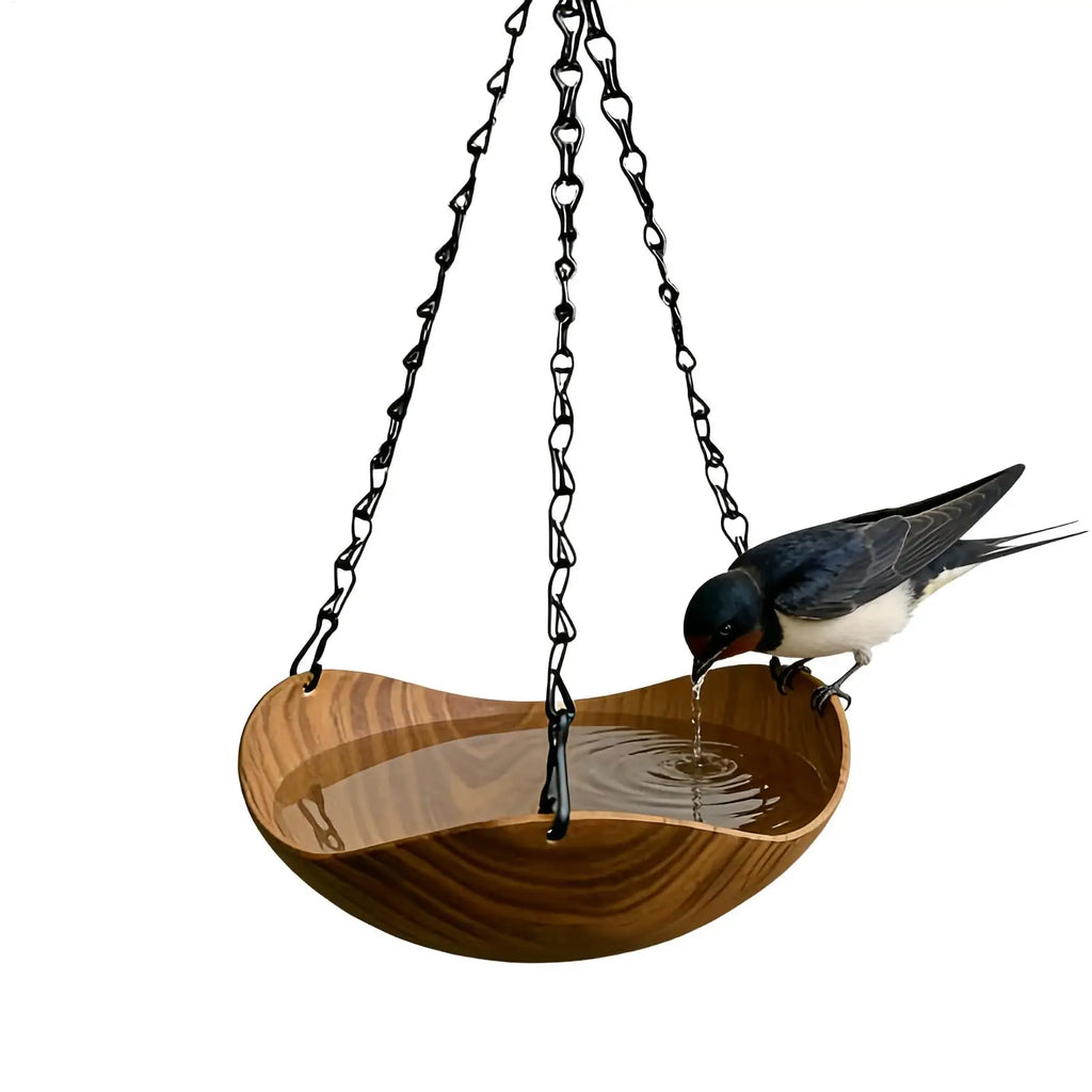 Garden Bird Bath Wooden Bird Bath Feeder Water Bowl Wild Bird Feeders Tray for Park Deck Yard Porch Courtyard Backyard Balcony Qme