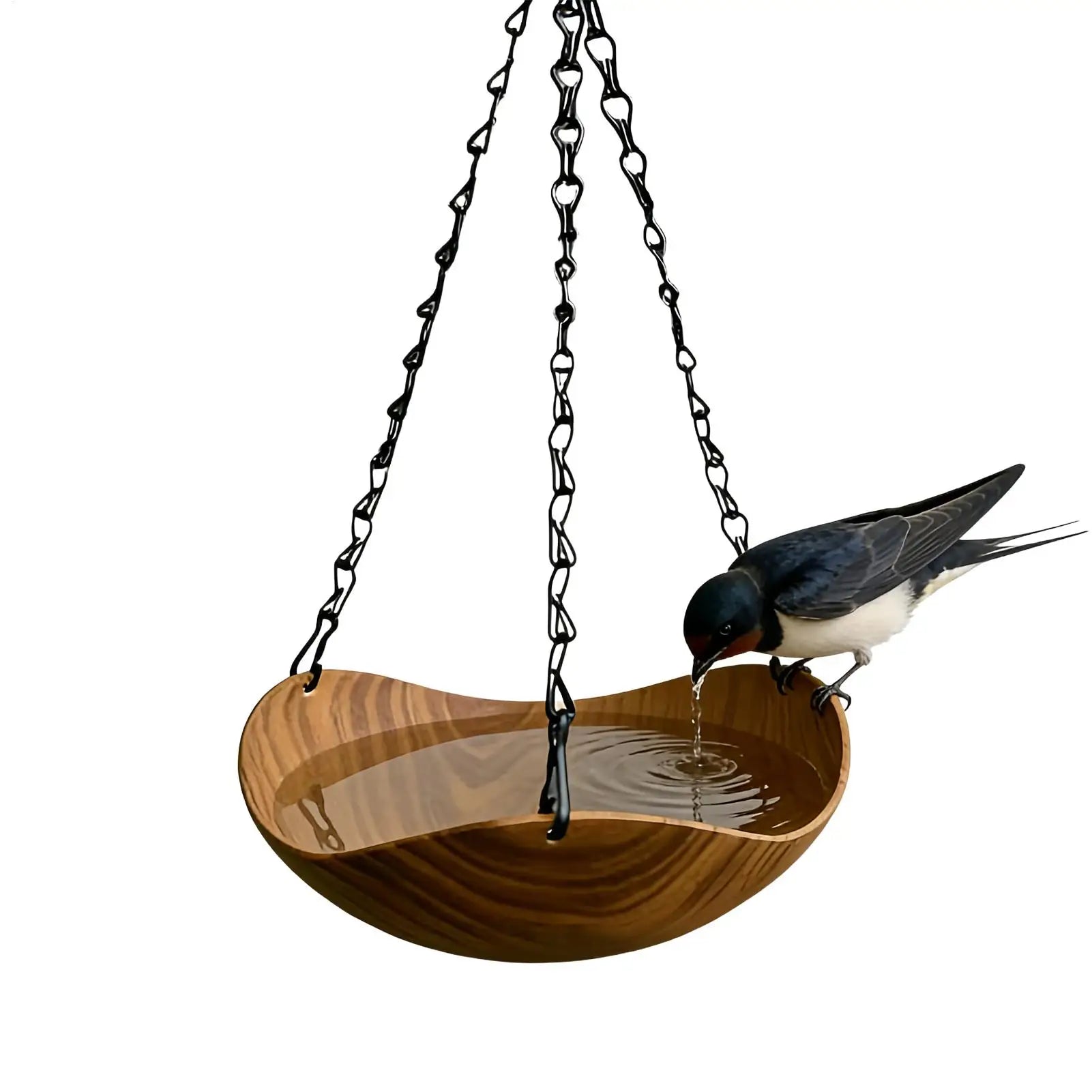 Garden Bird Bath Wooden Bird Bath Feeder Water Bowl Wild Bird Feeders Tray for Park Deck Yard Porch Courtyard Backyard Balcony Qme