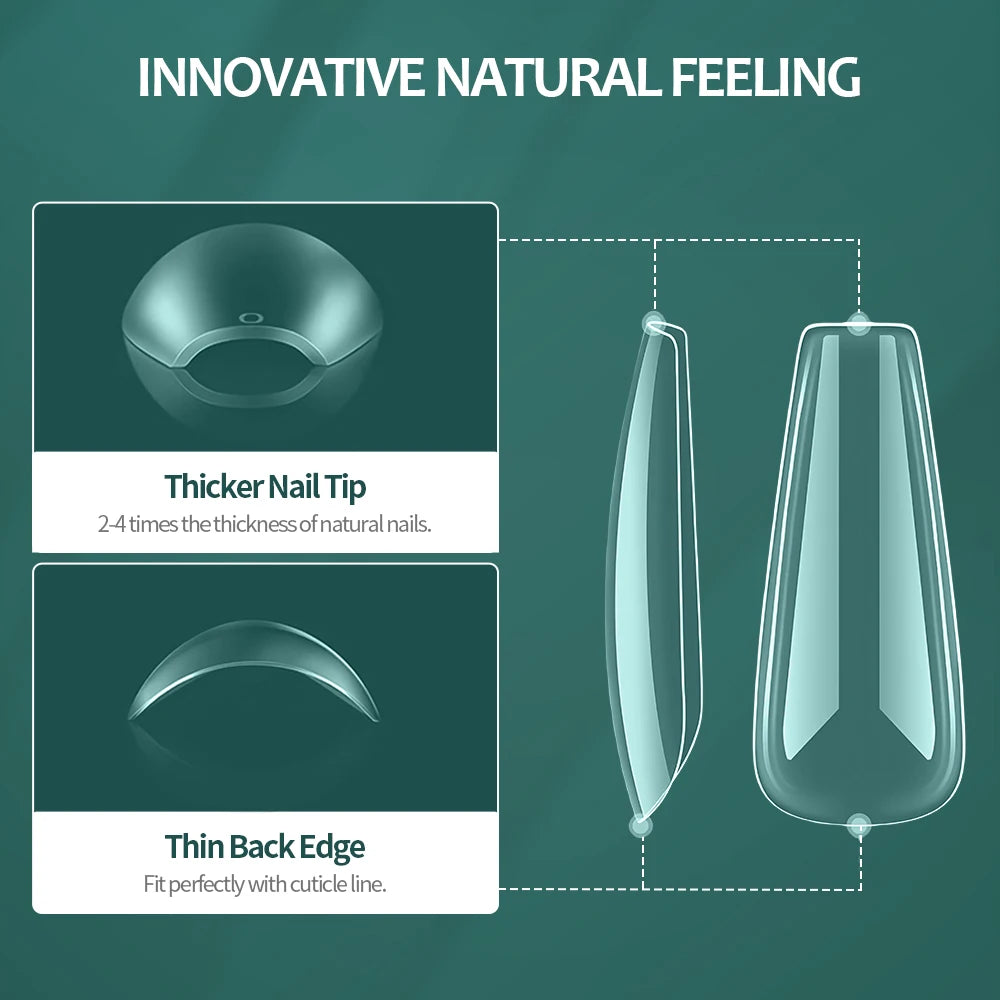 Nailpop False Nails 10 12 Sizes Full Cover Tips Clear Durable Qme