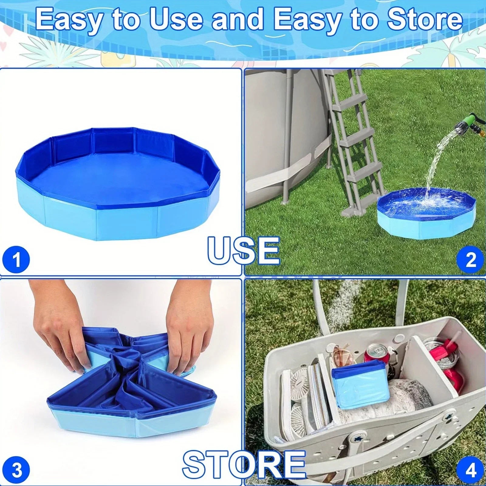 1Pc Portable Folding Foot Bath Bucket, Suitable for Swimming Pool Entrance, Multi-component Essential Pool Cleaning Accessories Qme