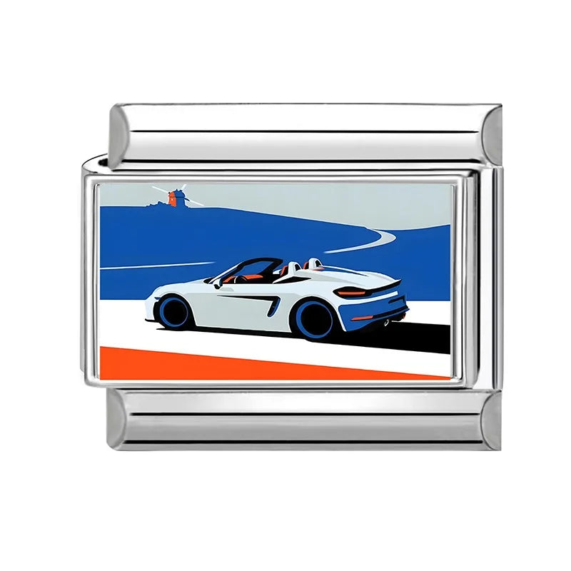 Vintage Car Fashion Classic Car Sport Car Colorful Italian Charms Fit 9mm Stainless Steel Women Bracelet DIY Jewelry Gift 2026 Qme Style 4