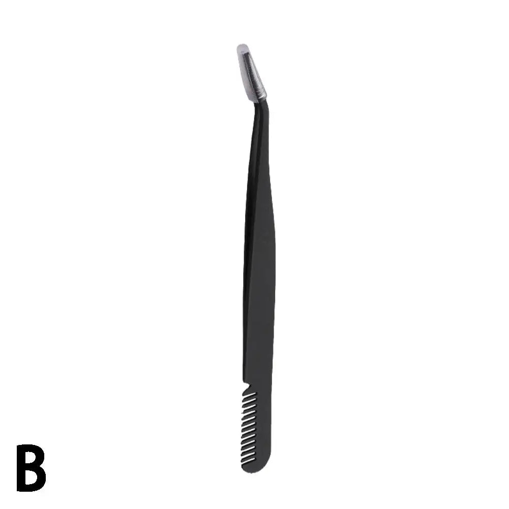 Eyelash Tweezers Steel Eyelash Extension Tweezer with Comb False Lash Application Tool for Girls Women Beginner Makeup Qme black China