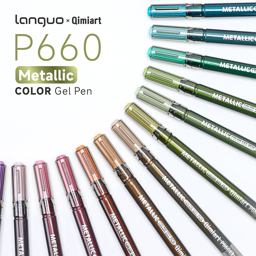 LANGUO 48 Colors Metallic Gel Pens Set,for Coloring, Drawing, Scrapbooking, Card Making, Metallic Acrylic Pens Stationery Qme