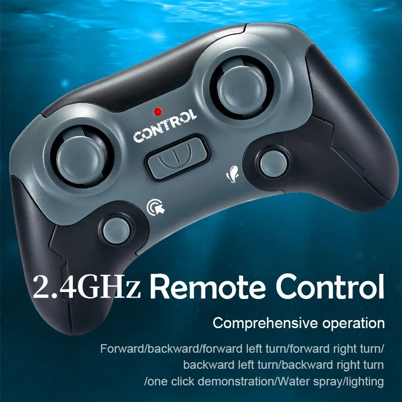 2.4GHz Rc Dinosaur Mosasaur Model Simulation Toy Remote Control Boat Waterproof Spray Kid Boy Toy Gift Outdoor Pool Water Game Qme