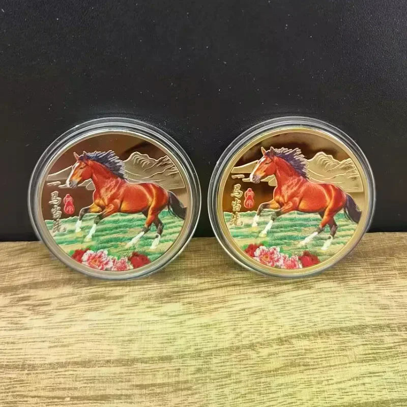 3/1Pcs Chinese Zodiac Horse Souvenir Coins Lucky Animal Horse 40mm Collectible Coins Metal Collection 2026 New Year Event Gift Qme