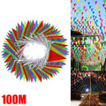 100M Multicolored Triangle Flags Bunting Party Banner Triangle Garland For Wedding Shop Street Decor Garden Kindergarten Decor Qme Default Title