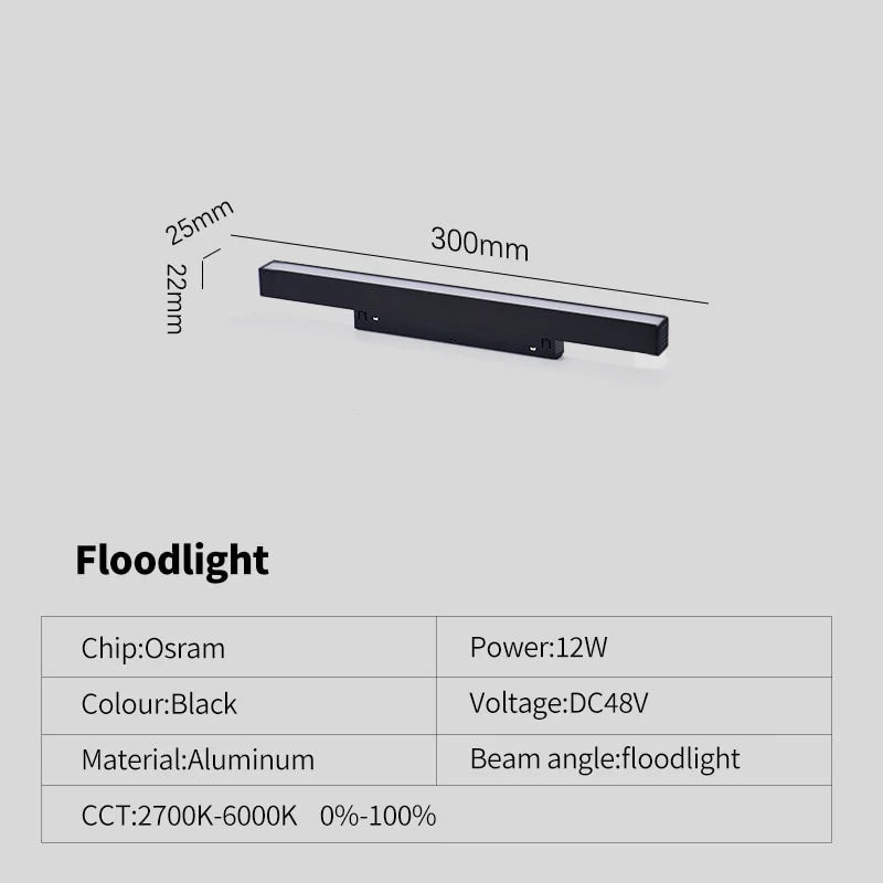 New Magnetic Track Light Dimmable Remote Control 48VLed Ceiling Lamp Track Rail Lighting No Main Light Design Spotlight Qme floodlight 12w Natural light 4000K