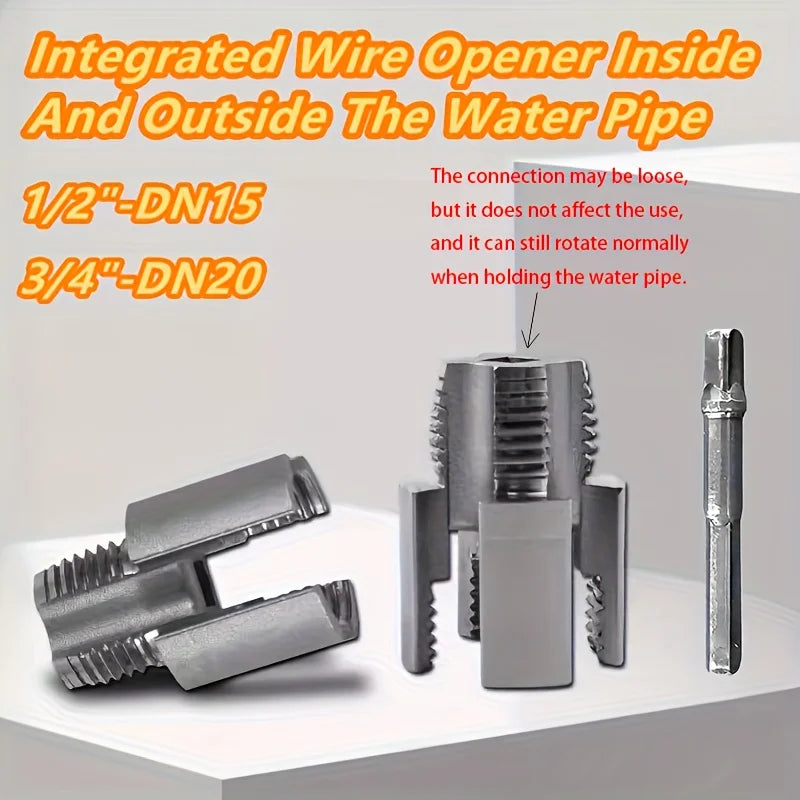 Inner and Outer Water Pipe Integrated Tapper,Hose Screw Thread Repairing Tools, Electric Drill-Type Water Pipe Tapping Equipment Qme