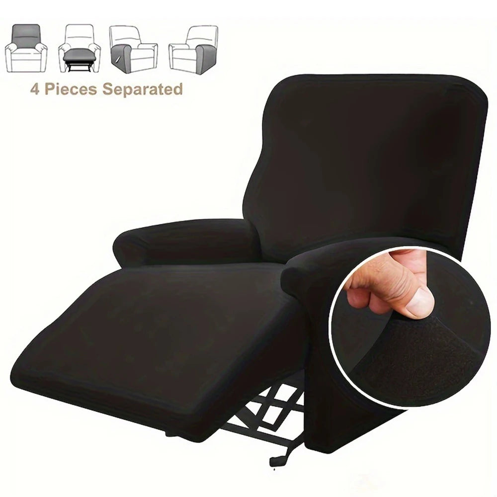 Minimalist Style Milk Silk Chair Cover, Fully Wrapped Elastic High-End Sofa Cover, Sofa Cover, Single Recliner, Massage Chair Qme black