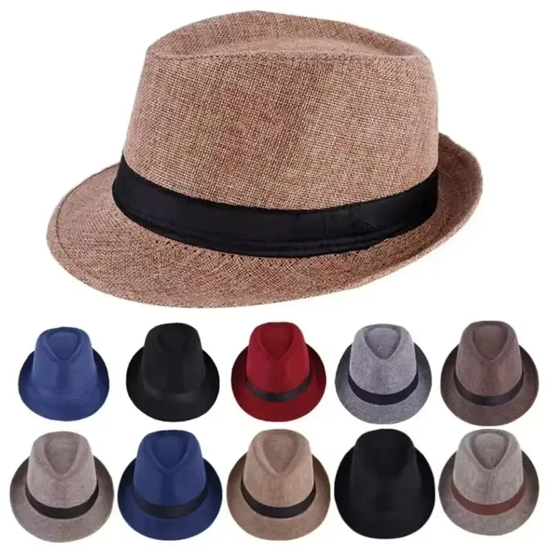 Fashionable British Jazz Hat Solid Linen Gentleman's Casual Denim Qme