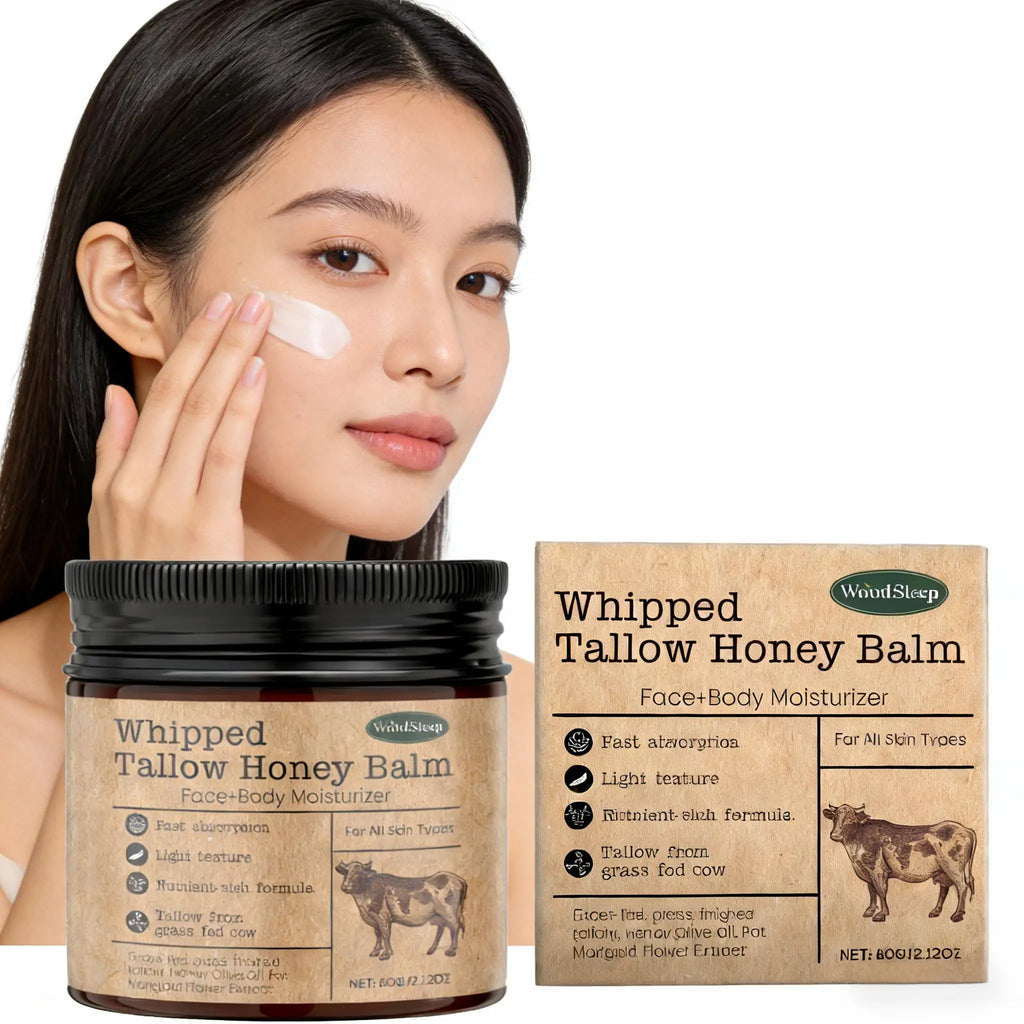 Woodsleep Beef Tallow Honey Balm Loose Skin Tightening Reduce Dryness Sensitive Skin Care Deep Hydration Face & Body Moisturizer Qme