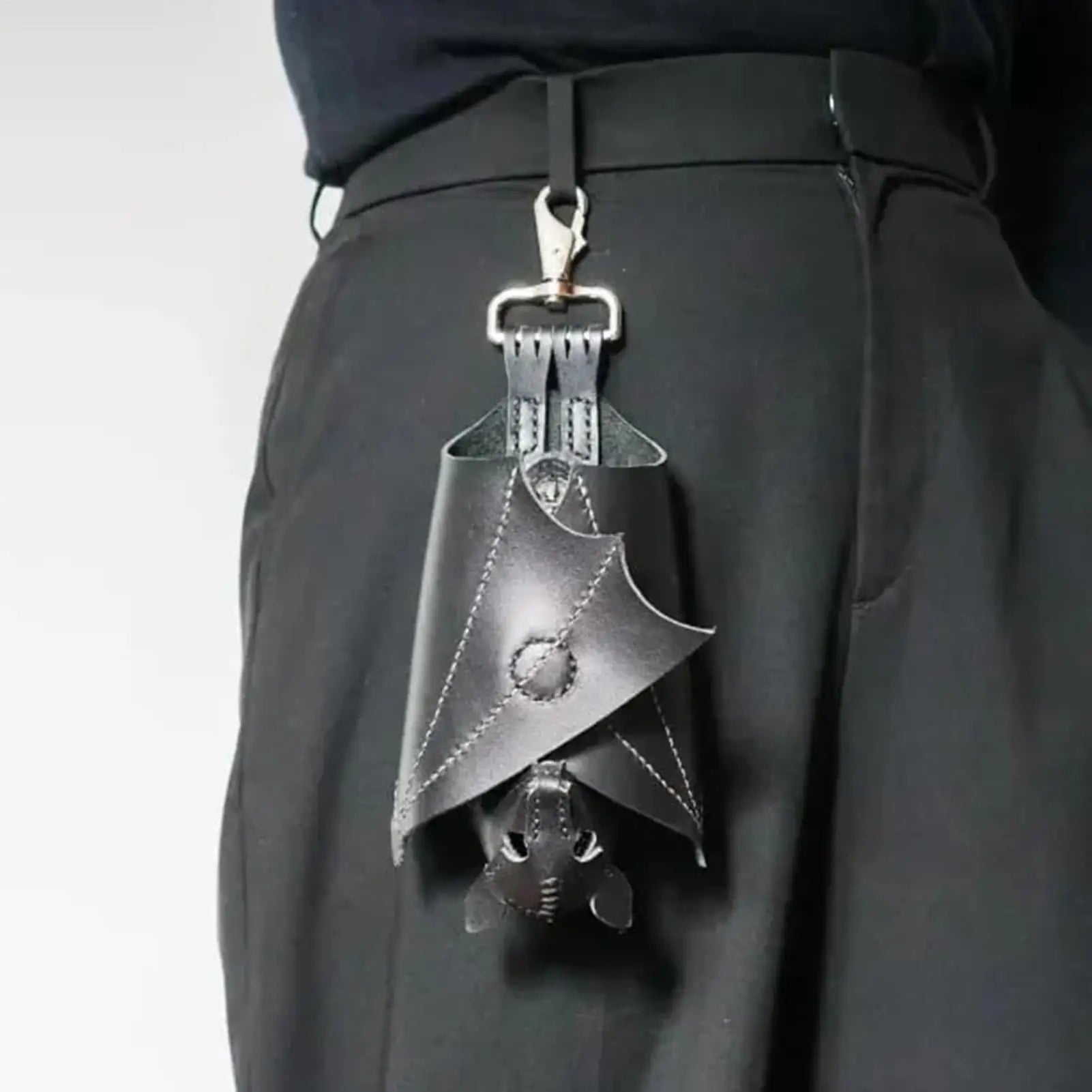 Coin Purse PU Leather Bat Gothic Bag Keychain Change Purse with Foldable Wings for Shopping Travel Work School Events Outdoor Qme Default Title