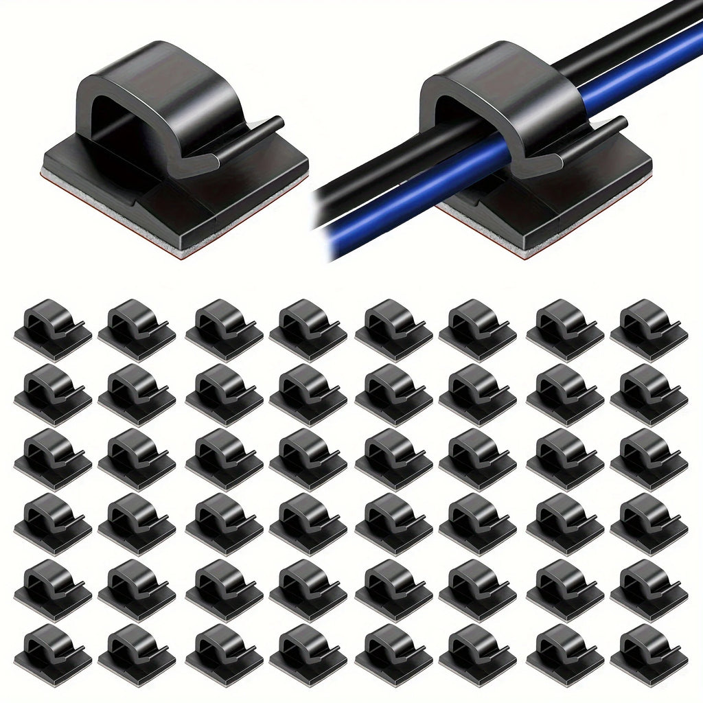 50/100pcs Self-Adhesive Cable Clips: The Ultimate Cable Management Solution for Home & Office! Qme
