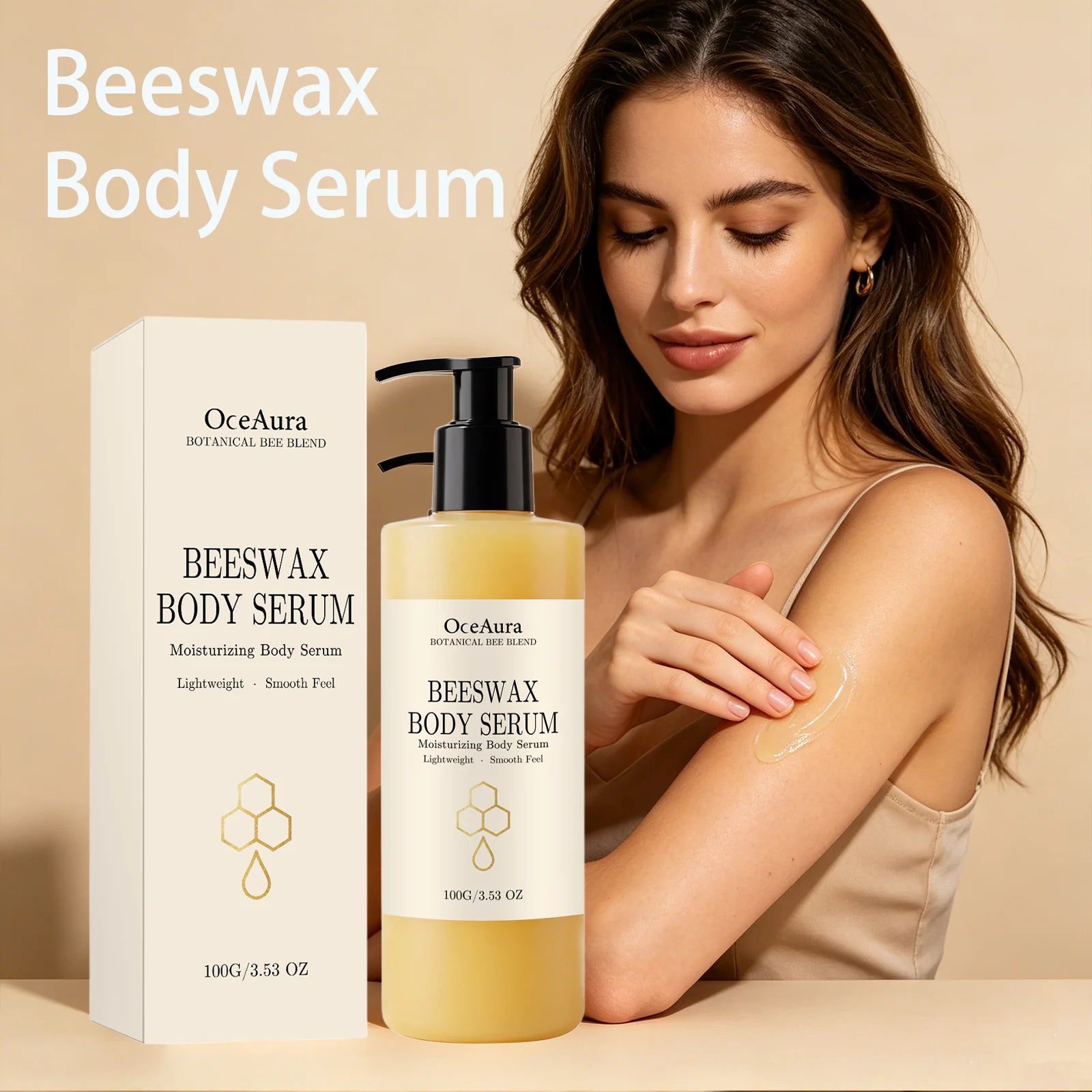 OceAura Beeswax Body Serum Botanical Plant Extract Nourishing Deep Hydration Skin Elasticity Boosting Lightweight Smoothing Body Qme