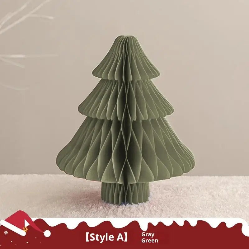 Christmas Tree Ornament 3D Honeycomb Ball Folding Paper Xmas Tree Desktop Hanging Xmas Decor Qme A6