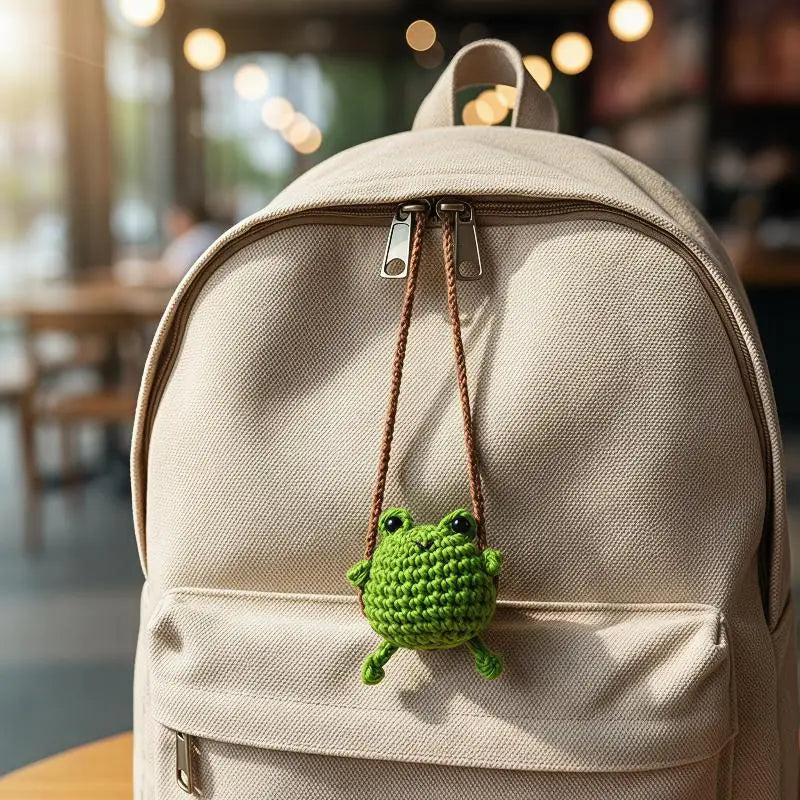 Handmade Knitted Animal Keychain Pendants Cute Frog Duck Rabbit Chick Qme