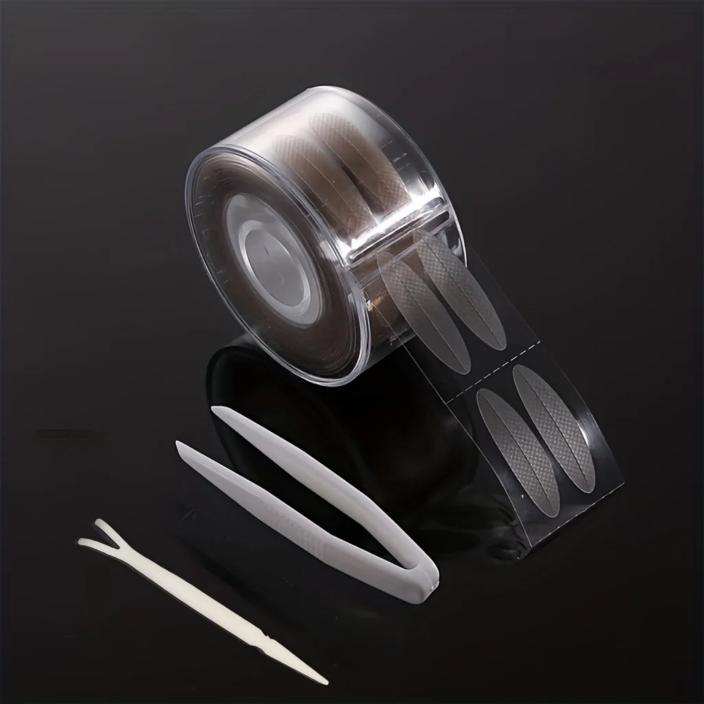 600pcs Ultra-Thin Clear Beige Eyelid Tape Stickers | Long-Lasting Lifter for Natural Big Eyes Look with Tweezers Qme Wide