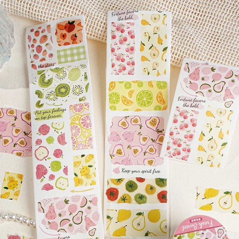 50mm*2m/Roll Fruit theme PET Tape Handbook Aesthetic Decorative Stickers Album Journals Scrapbooking Supplies Art Masking Tapes Qme