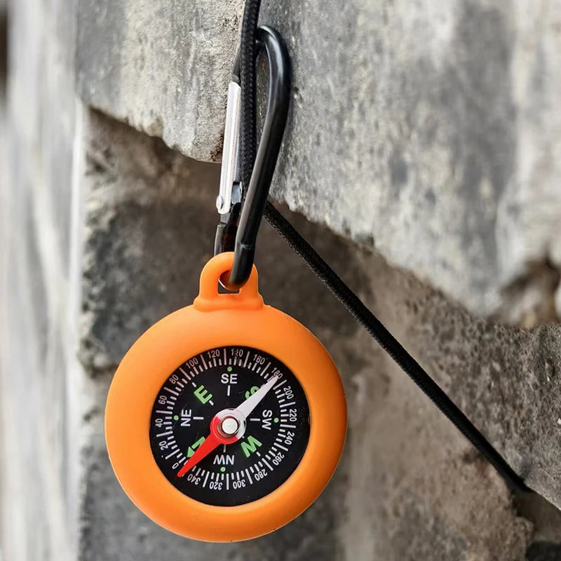 1 Bushcraft Compass Carabiner Hook Life Silicone Camping Pocket Qme