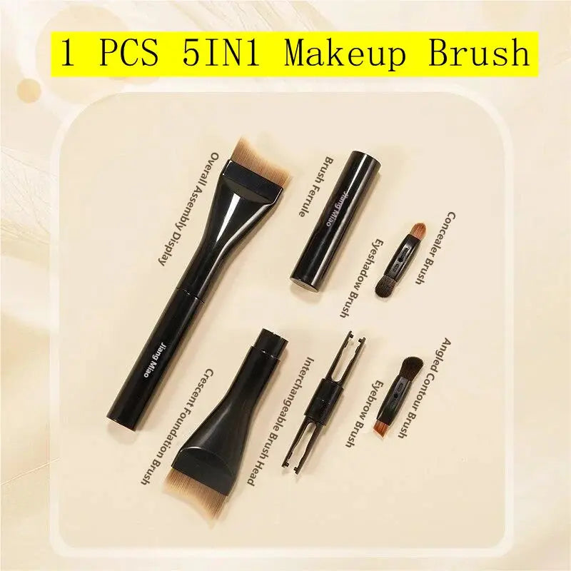 5 In1 Makeup Brush Foundation Make-up Brush Multi Function Travel Cover Brush Eye Shadow Concealer Face Repair Eyebrow Brush Qme 1PC 5 in1 brush