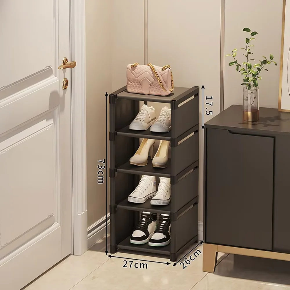 Simple Space Saving Shoe Rack Multi-Layer Shoe Shelf for Entryway & Dorm Room Home Storage Organizer for Slippers & Shoes Qme black 5 layers