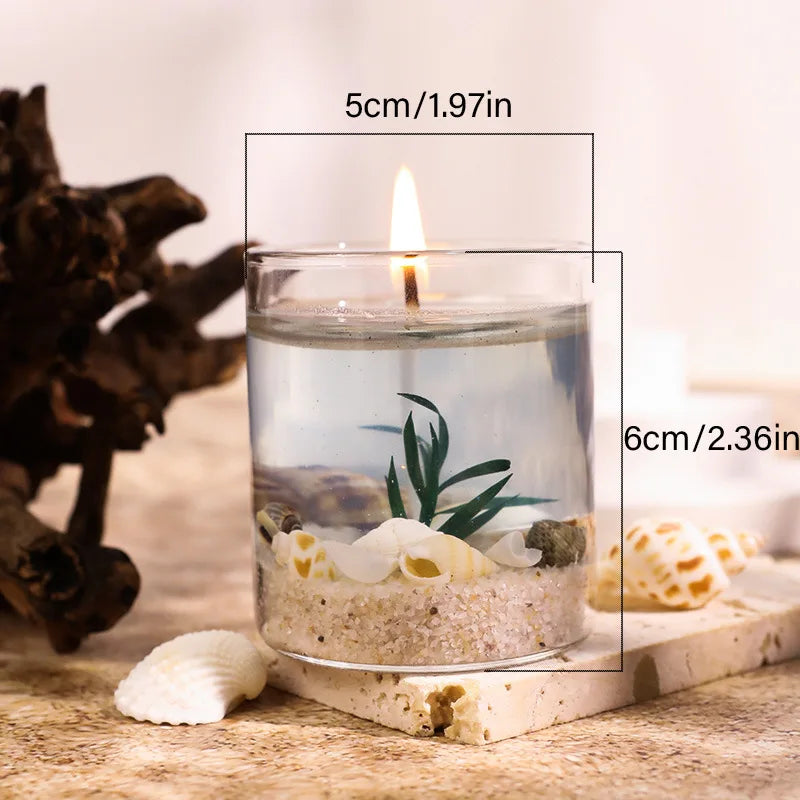 Handmade Ocean Jelly Wax Scented Candle Smokeless Clear Shaped Aroma Qme blue