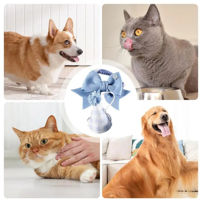 Birthday Hat Cat Dog Collar Hats Cute Pet Headwear Adjustable Bow Tie Qme