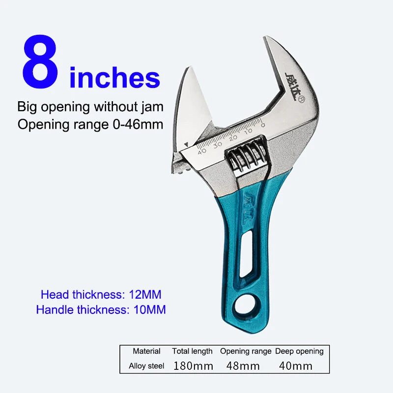 4/5/6/8 Inch Short Handle Adjustable Wrench Portable Mini Large Opening Monkey Spanner Household Wrench Tools Qme A4