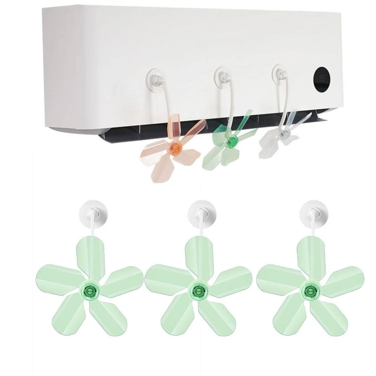 Universal Type Three-pack Air Conditioning Hanging Fan Anti-direct-blow deflector for Bedroom Living Room Qme Green