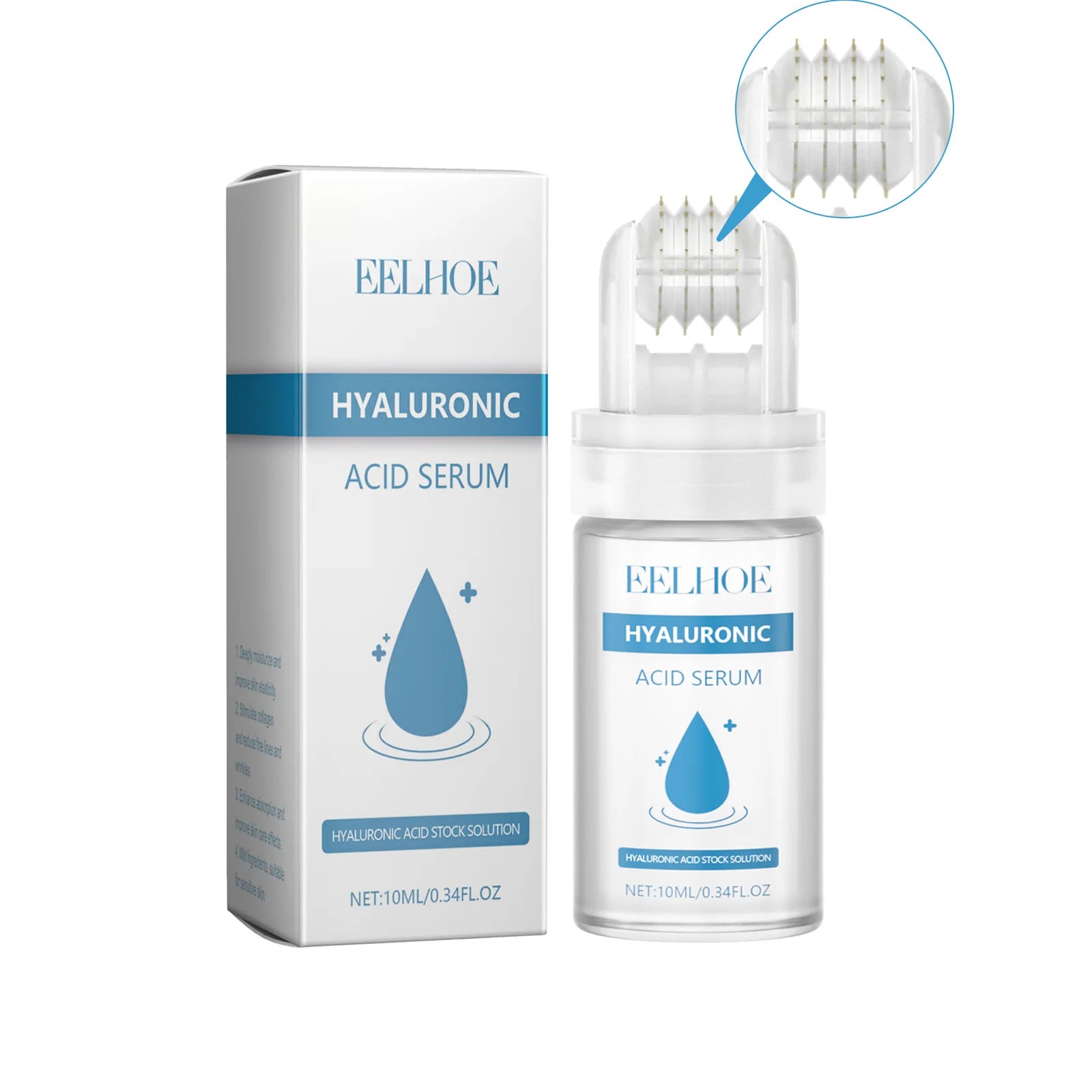 Hyaluronic Acid Serum Micro Roller 0.25mm Micro Needle Essence Hydrating Brightening Smooth Pore Refining Beauty Facial Skin Car Qme