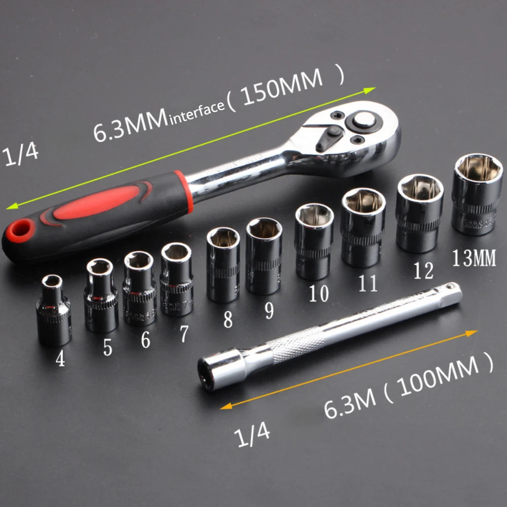 12 Pcs Set Wrench Socket Set Motorcycle Bicycle Repairing Tool Hardware Car Boat Auto Repair Tools Bike Multitool Bike Tool Kit Qme