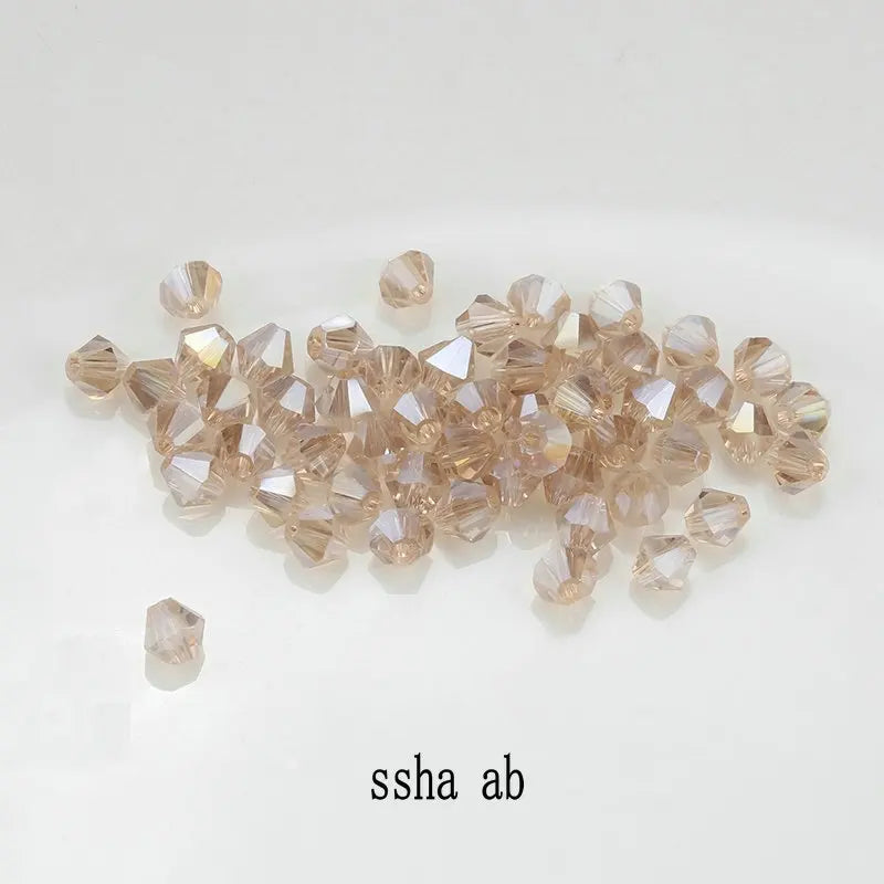 4mm 100pcs Shiny Crystal Beads Bicone Beads Glass Beads Loose Spacer Beads for Bracelet DIY Jewelry Making 200pcs Qme 34