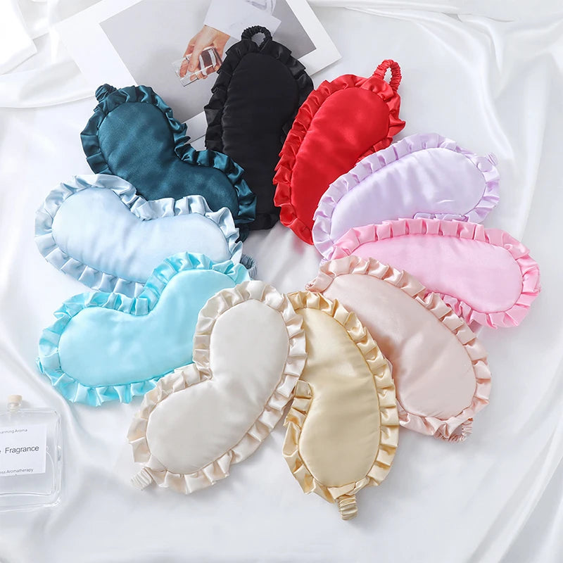 Silk Ruffle Sleep Eye Mask Protection Travel Soft Sleeping Shading Qme ND
