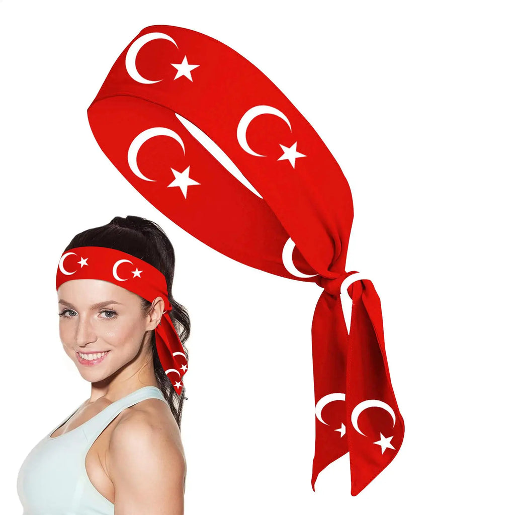 1pcs Running Headbands Turkey Flag Tie Running Headbands Breathable Female Sports Headscarf For Running Football Yoga Hiking Qme
