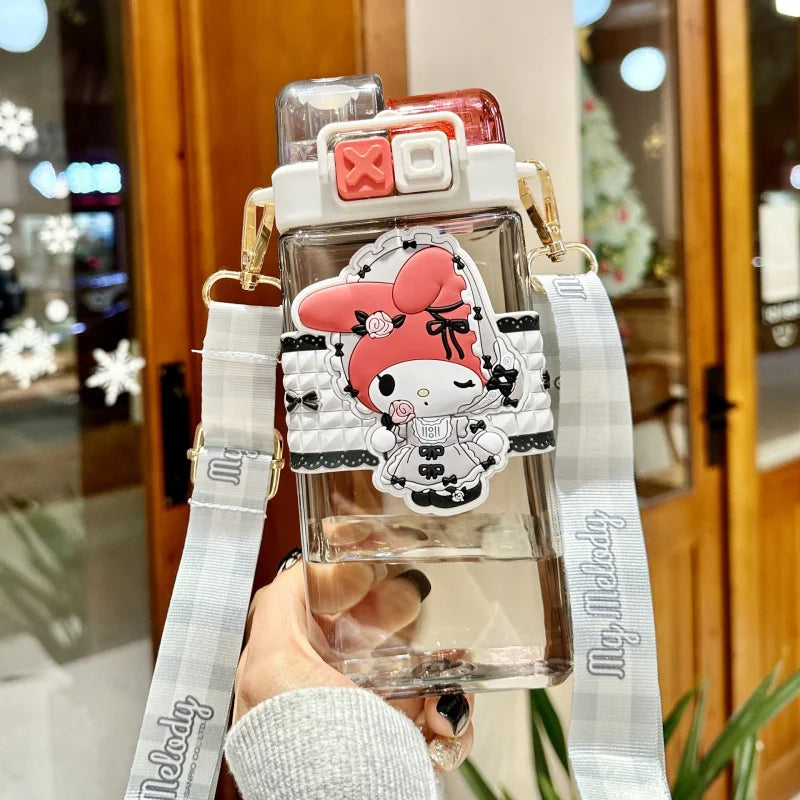 Hello Kitty Kuromi High-Quality Plastic Cup Convenient Carry-Handle Direct-Drink Cup Student & Casual Water Cup Water Bottle Qme